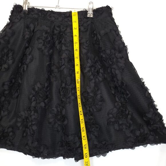Worthington Skirt Women 4P Black 3D Floral Lace Mesh A-Line Party Dark‎ Fairy - Picture 3 of 9